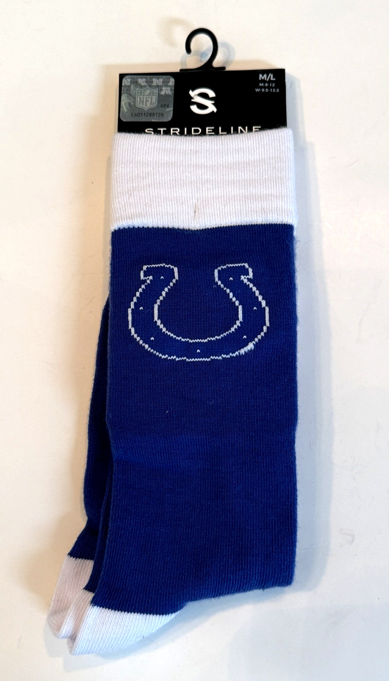 Strideline Indianapolis Colts Unisex Socks M/L Sizes M: 8-12 W: 9.5-13.5 NWT
